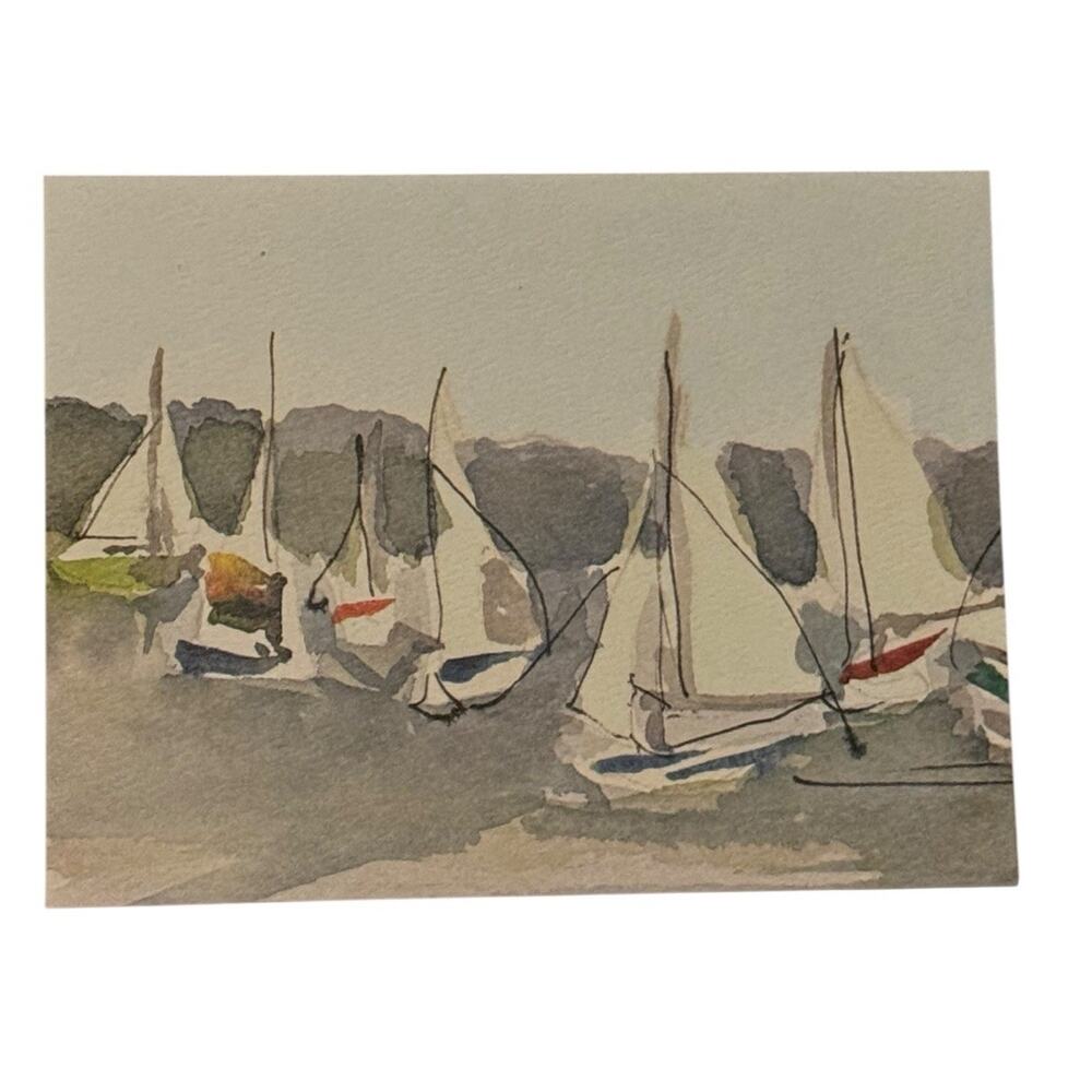 Vintage 1982 Anita Beck Reindeer House Sailboat Note Cards (8) Box‎ Judy Evans
